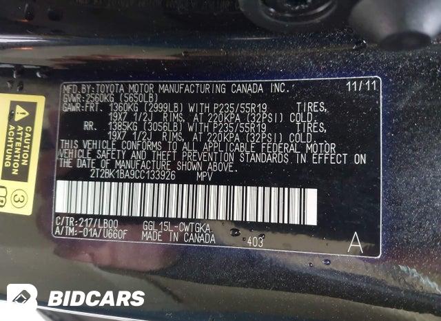 2T2BK1BA9CC133926 2012 Lexus RX photo no. 9