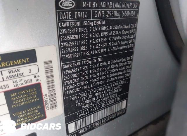 SALWR2WF9EA398116 2014 Land Rover Range Rover photo no. 9