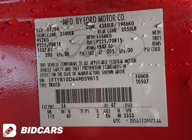 1FTYR10D64PB59815 2004 Ford Ranger photo no. 9