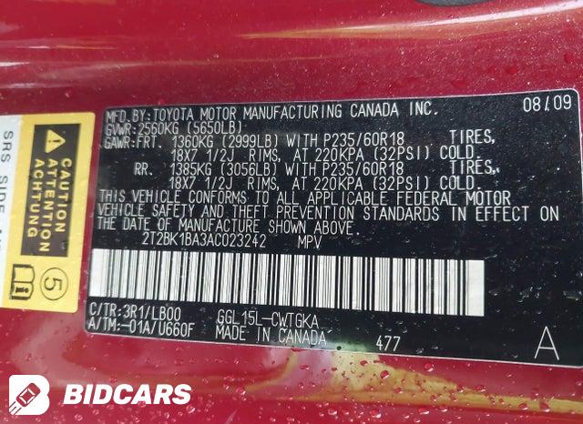 2T2BK1BA3AC023242 2010 Lexus RX photo no. 9