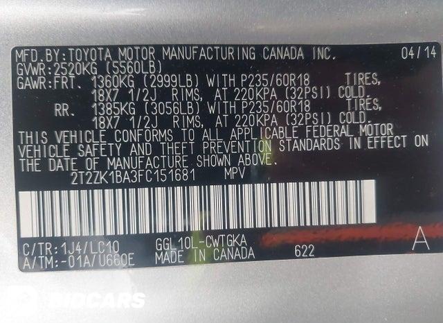 2T2ZK1BA3FC151681 2015 Lexus RX photo no. 9
