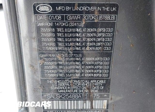 SALSK25488A161575 2008 Land Rover Range Rover photo no. 9