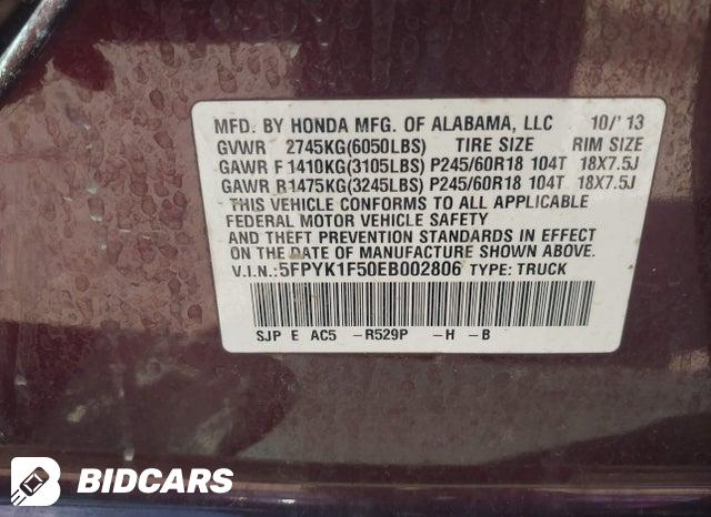 5FPYK1F50EB002806 2014 Honda Ridgeline photo no. 9
