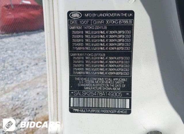 SALSK25478A149305 2008 Land Rover Range Rover photo no. 9