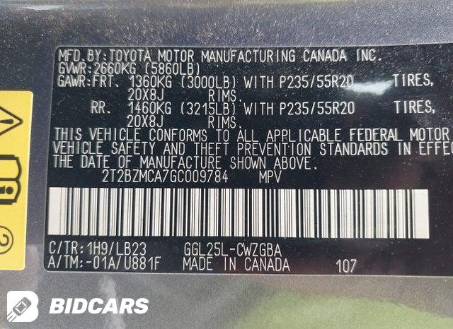 2T2BZMCA7GC009784 2016 Lexus RX photo no. 9