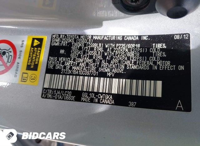 2T2ZK1BA1DC097701 2013 Lexus RX photo no. 9