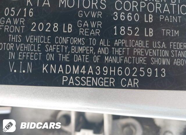 KNADM4A39H6025913 2017 KIA Rio photo no. 9