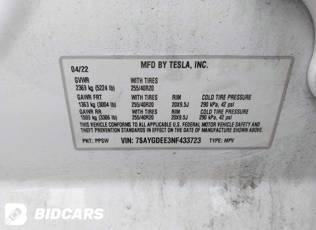 7SAYGDEE3NF433723 2022 Tesla Model Y photo no. 9