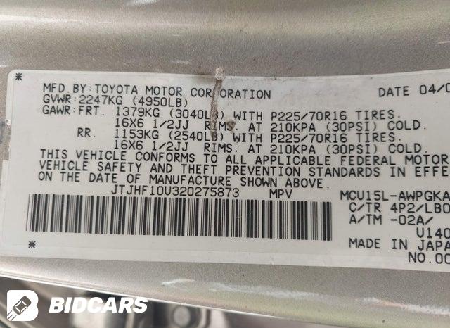 JTJHF10U320275873 2002 Lexus RX photo no. 9