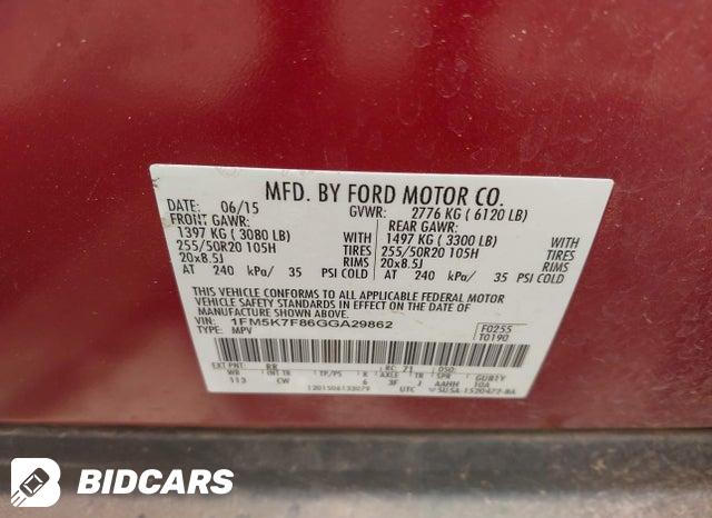 1FM5K7F86GGA29862 2016 Ford Explorer photo no. 9