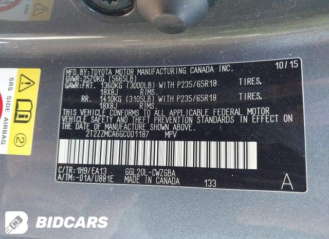 2T2ZZMCA6GC001187 2016 Lexus RX photo no. 9