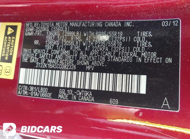 2T2ZK1BA5CC082326 2012 Lexus RX photo no. 9