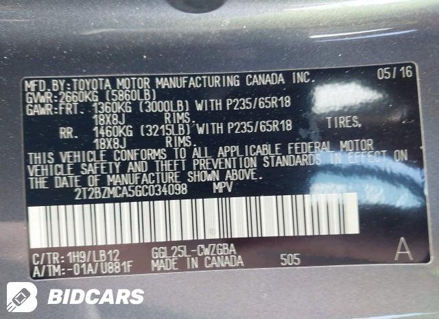2T2BZMCA5GC034098 2016 Lexus RX photo no. 9