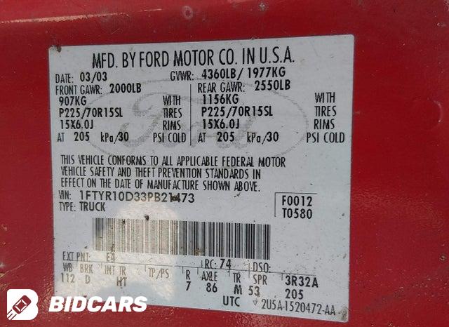 1FTYR10D33PB21473 2003 Ford Ranger photo no. 9
