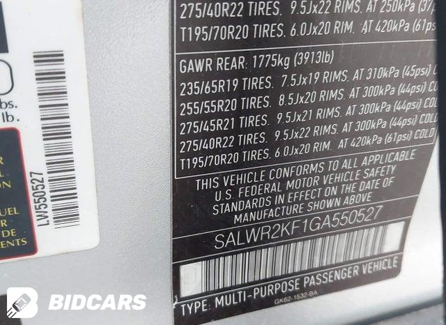 SALWR2KF1GA550527 2016 Land Rover Range Rover photo no. 9