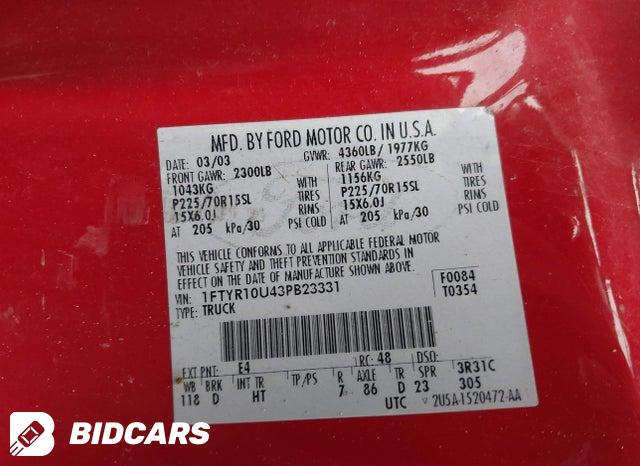 1FTYR10U43PB23331 2003 Ford Ranger photo no. 9