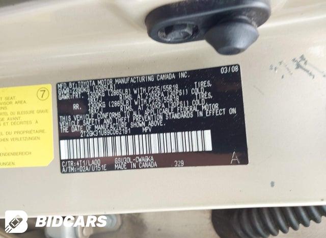 2T2GK31U89C062191 2009 Lexus RX photo no. 9