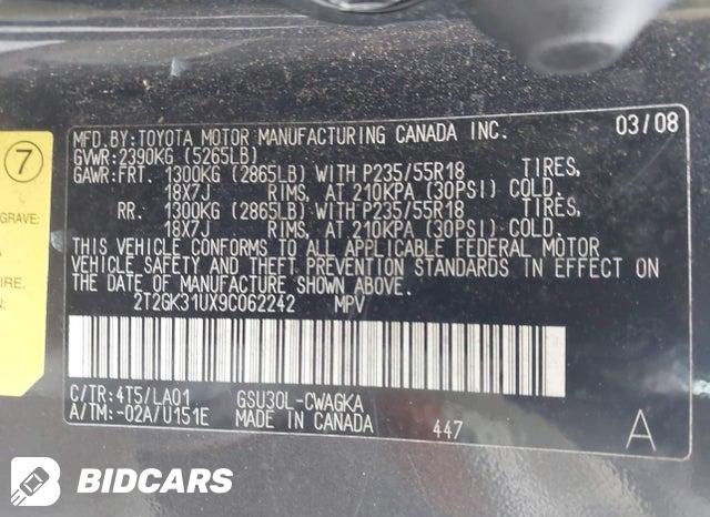 2T2GK31UX9C062242 2009 Lexus RX photo no. 9