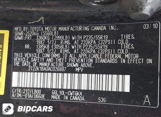 2T2ZK1BA0AC026887 2010 Lexus RX photo no. 9