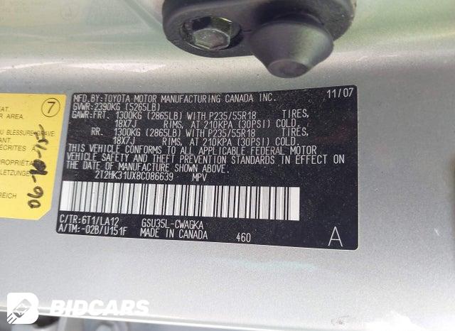 2T2HK31UX8C086639 2008 Lexus RX photo no. 9