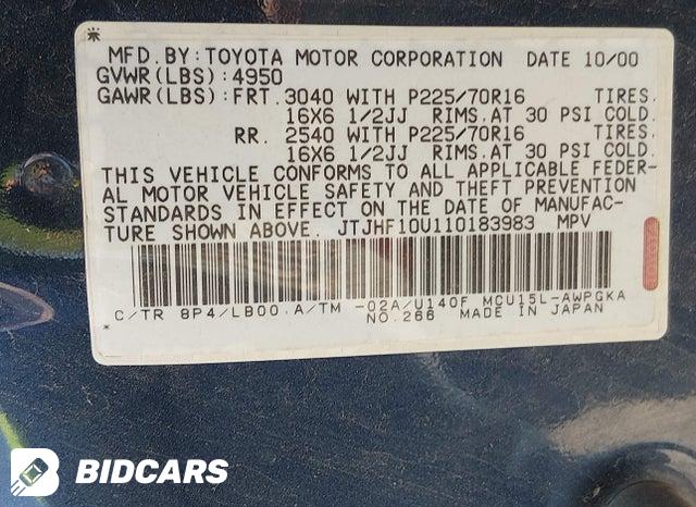 JTJHF10U110183983 2001 Lexus RX photo no. 9