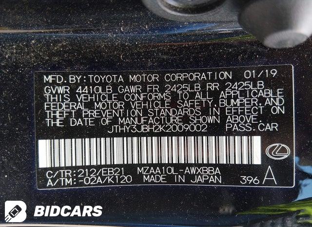 2019 Lexus UX — VIN JTHY3JBH2K2009002, şəkil 9