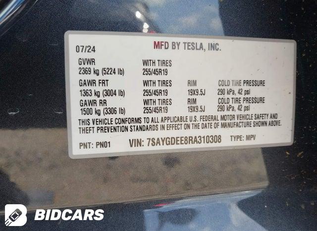 2024 Tesla MODEL Y — VIN 7SAYGDEE8RA310308, şəkil 9