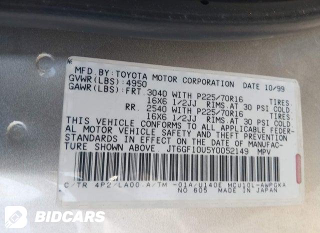 JT6GF10U5Y0052149 2000 Lexus RX photo no. 9