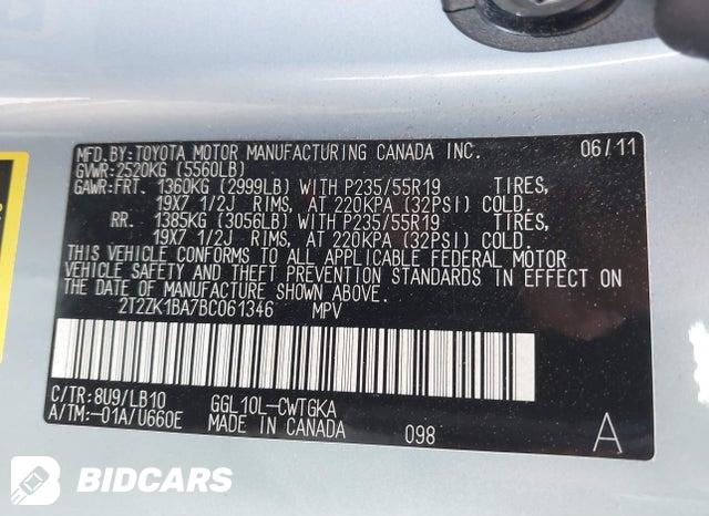 2T2ZK1BA7BC061346 2011 Lexus RX photo no. 9