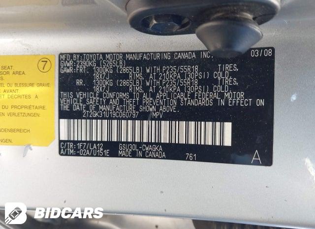 2T2GK31U19C060797 2009 Lexus RX photo no. 9