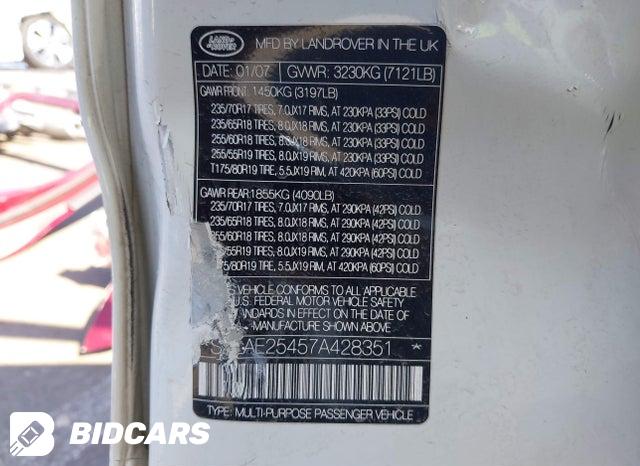 SALAE25457A428351 2007 Land Rover LR3 photo no. 9