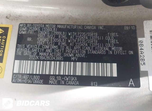 2T2ZK1BA2BC043885 2011 Lexus RX photo no. 9