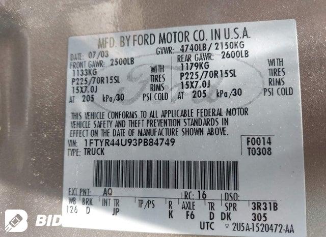 1FTYR44U93PB84749 2003 Ford Ranger photo no. 9