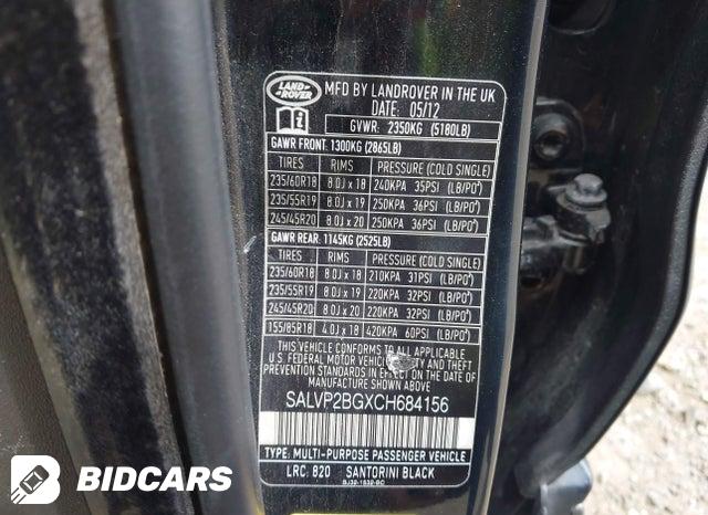 SALVP2BGXCH684156 2012 Land Rover Range Rover photo no. 9
