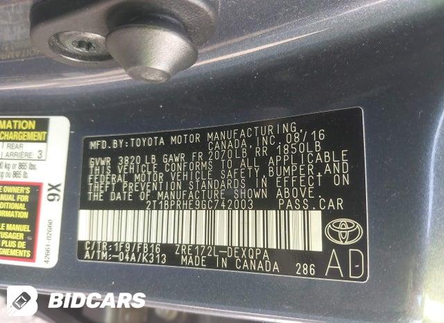 2T1BPRHE9GC742003 2016 Toyota Corolla photo no. 9