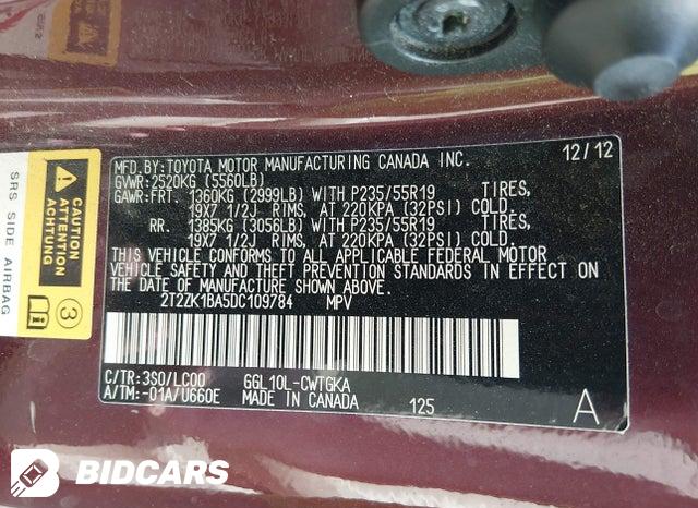 2T2ZK1BA5DC109784 2013 Lexus RX photo no. 9