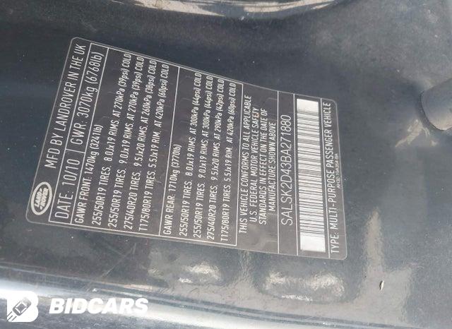 SALSK2D43BA271880 2011 Land Rover Range Rover photo no. 9