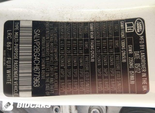 SALVP2BG4CH677963 2012 Land Rover Range Rover photo no. 9