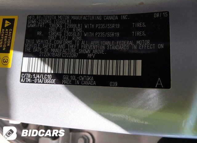 2T2ZK1BA6FC202087 2015 Lexus RX photo no. 9