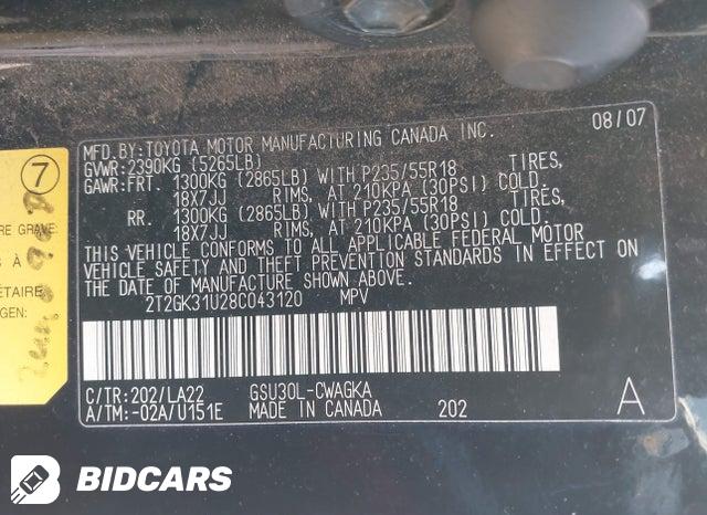 2T2GK31U28C043120 2008 Lexus RX photo no. 9