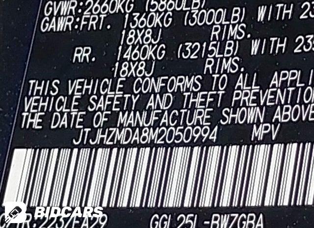 JTJHZMDA8M2050994 2021 Lexus RX photo no. 9