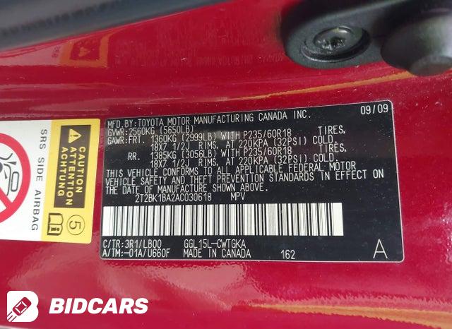 2T2BK1BA2AC030618 2010 Lexus RX photo no. 9