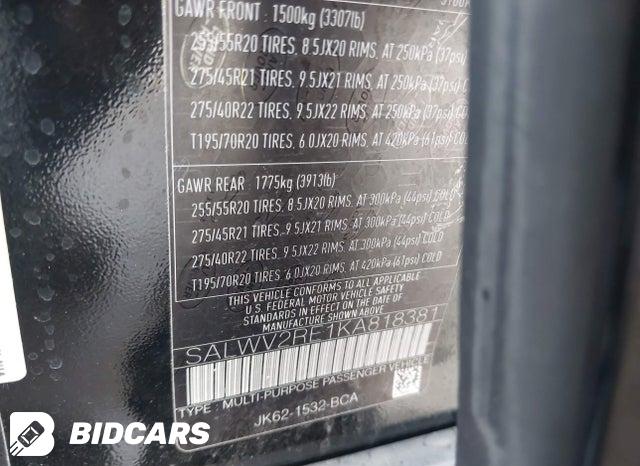 2019 Land Rover Range Rover — VIN SALWV2RE1KA818381, şəkil 9