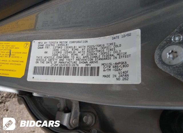 JTJHF10UX30312676 2003 Lexus RX photo no. 9