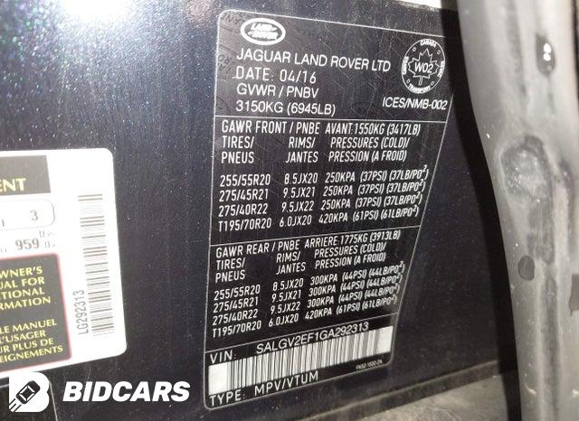 SALGV2EF1GA292313 2016 Land Rover Range Rover photo no. 9