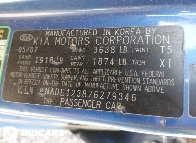 KNADE123876279346 2007 KIA Rio photo no. 9