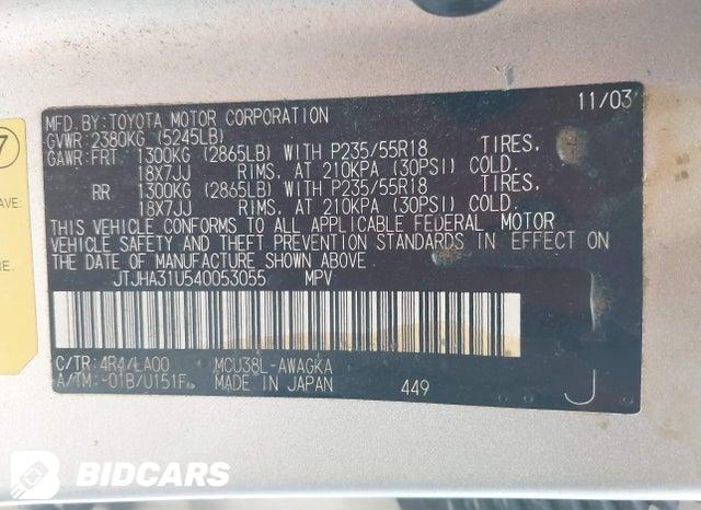 JTJHA31U540053055 2004 Lexus RX photo no. 9