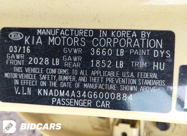 2016 KIA Rio — VIN KNADM4A34G6000884, şəkil 9