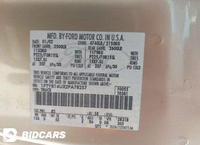 1FTYR14UX2PA78257 2002 Ford Ranger photo no. 9