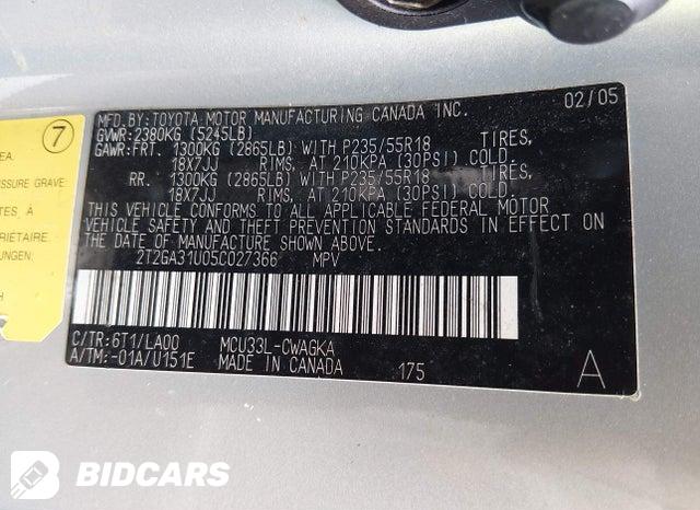 2T2GA31U05C027366 2005 Lexus RX photo no. 9